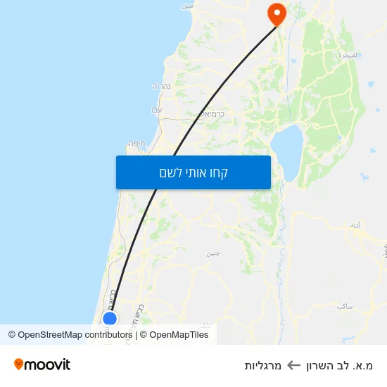 מפת מ.א. לב השרון למרגליות