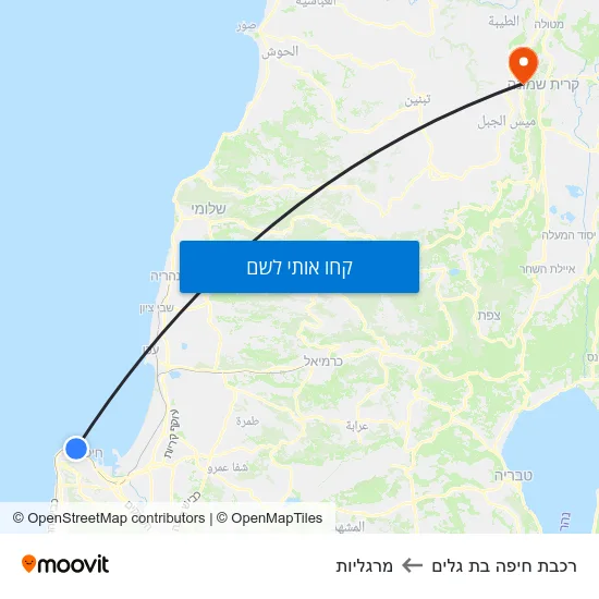 מפת רכבת חיפה בת גלים למרגליות