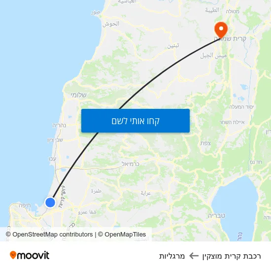 מפת רכבת קרית מוצקין למרגליות