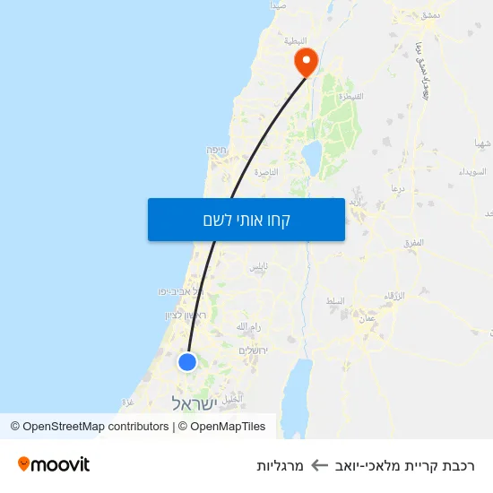 מפת רכבת קריית מלאכי-יואב למרגליות