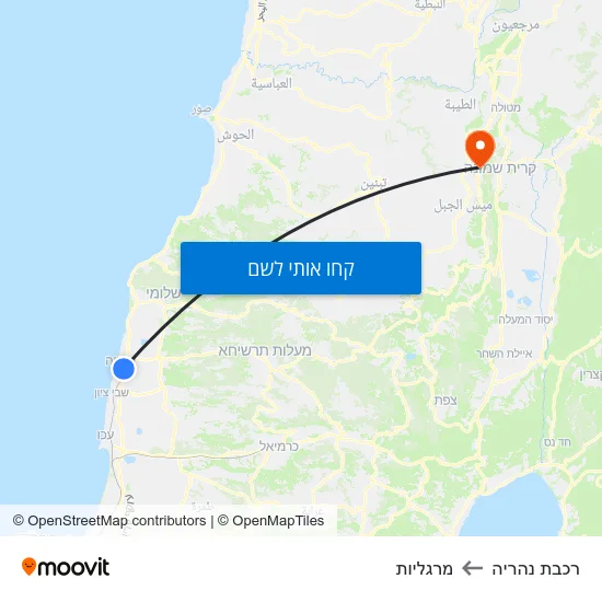 מפת רכבת נהריה למרגליות