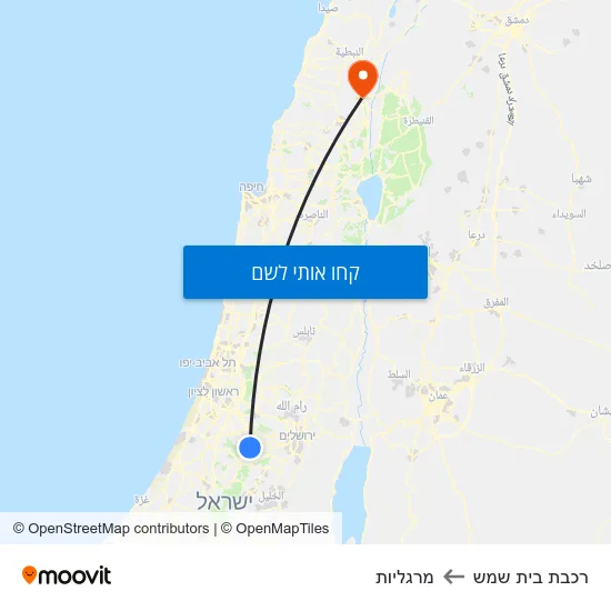 מפת רכבת בית שמש למרגליות