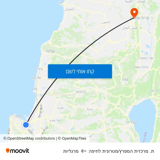 מפת ת. מרכזית המפרץ/מטרונית לחיפה למרגליות