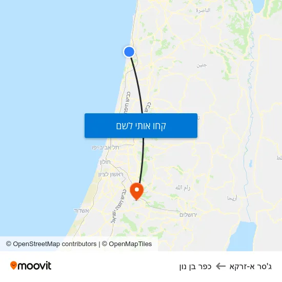 מפת ג'סר א-זרקא לכפר בן נון