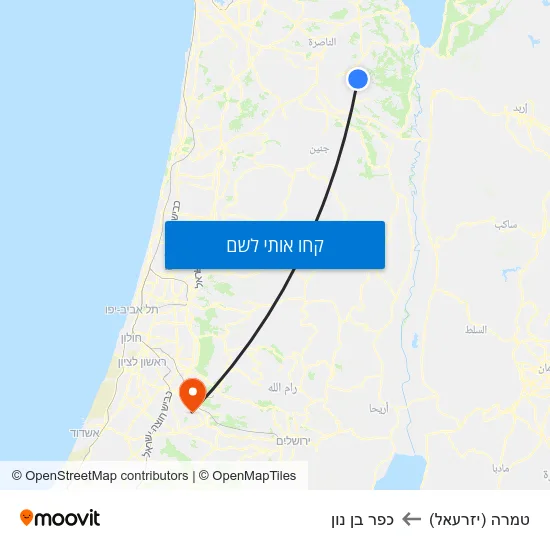 מפת טמרה (יזרעאל) לכפר בן נון