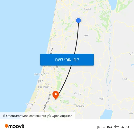 מפת היוגב לכפר בן נון
