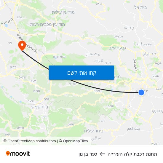 מפת תחנת רכבת קלה העירייה לכפר בן נון