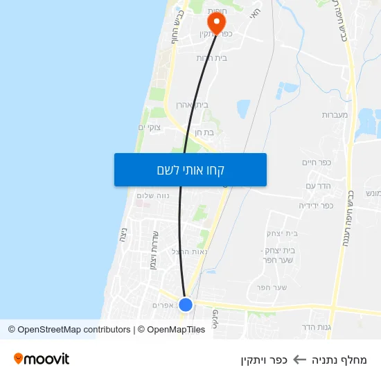 מפת מחלף נתניה לכפר ויתקין