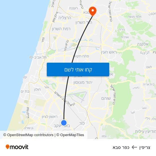 מפת צריפין לכפר סבא