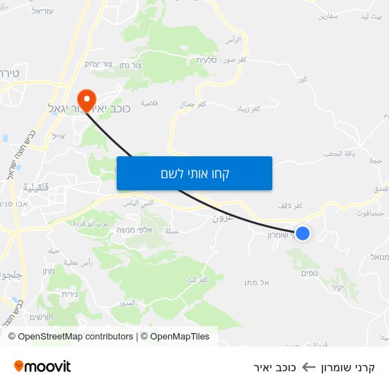 מפת קרני שומרון לכוכב יאיר