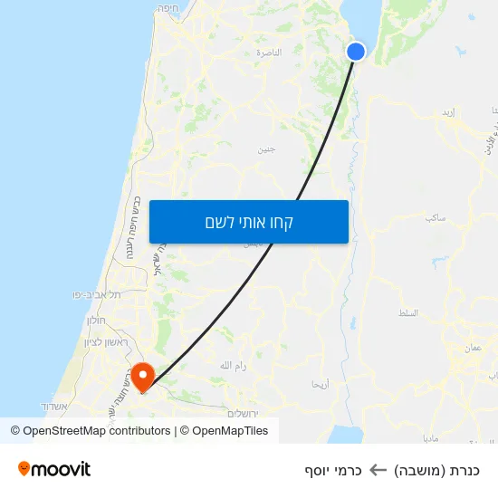 מפת כנרת (מושבה) לכרמי יוסף