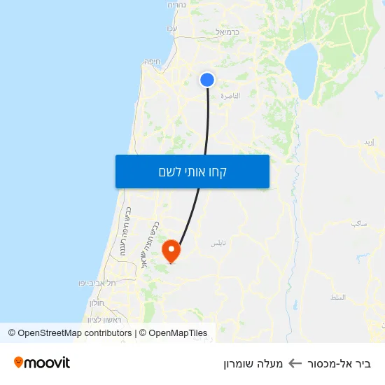 מפת ביר אל-מכסור למעלה שומרון