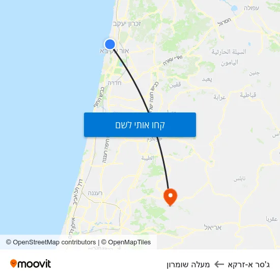 מפת ג'סר א-זרקא למעלה שומרון