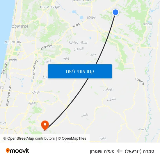 מפת טמרה (יזרעאל) למעלה שומרון