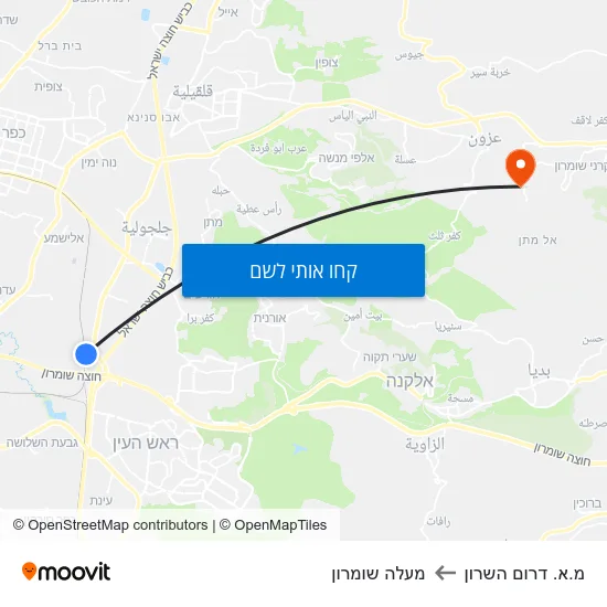 מפת מ.א. דרום השרון למעלה שומרון