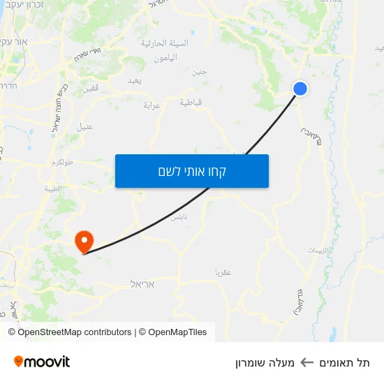מפת תל תאומים למעלה שומרון