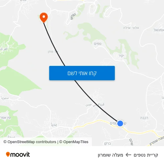 מפת קריית נטפים למעלה שומרון