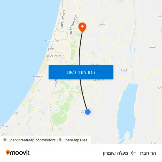 מפת הר חברון למעלה שומרון