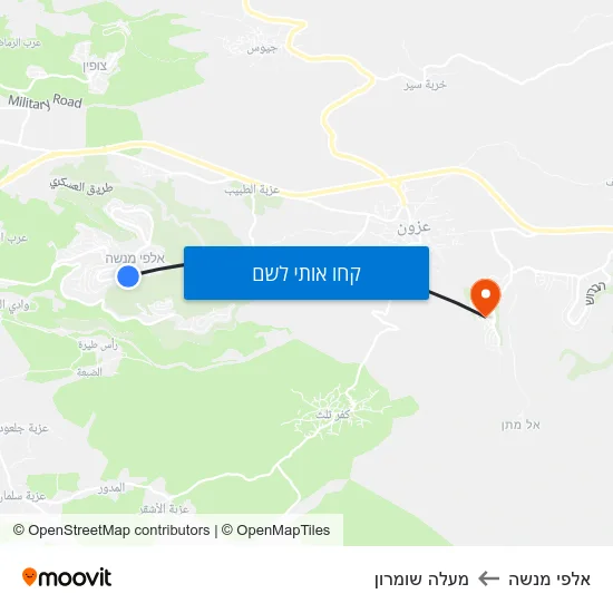 מפת אלפי מנשה למעלה שומרון