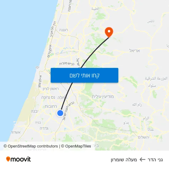 מפת גני הדר למעלה שומרון