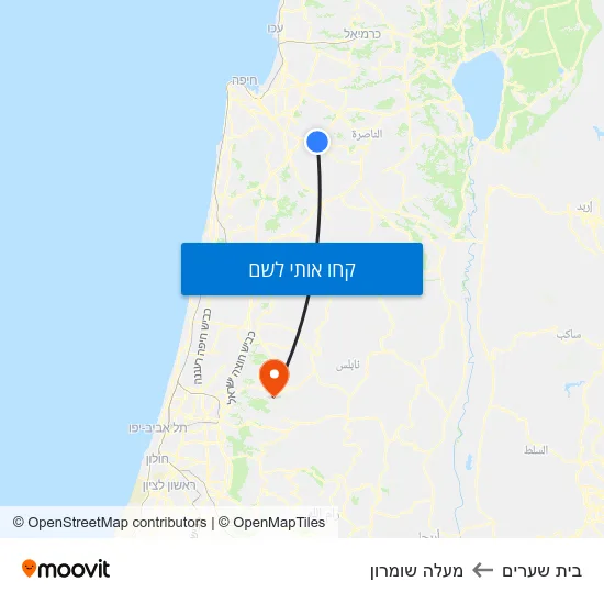 מפת בית שערים למעלה שומרון