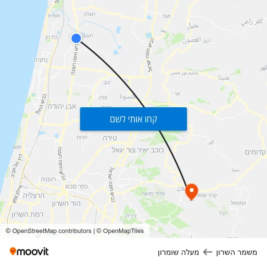 מפת משמר השרון למעלה שומרון
