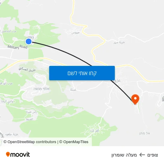מפת צופים למעלה שומרון