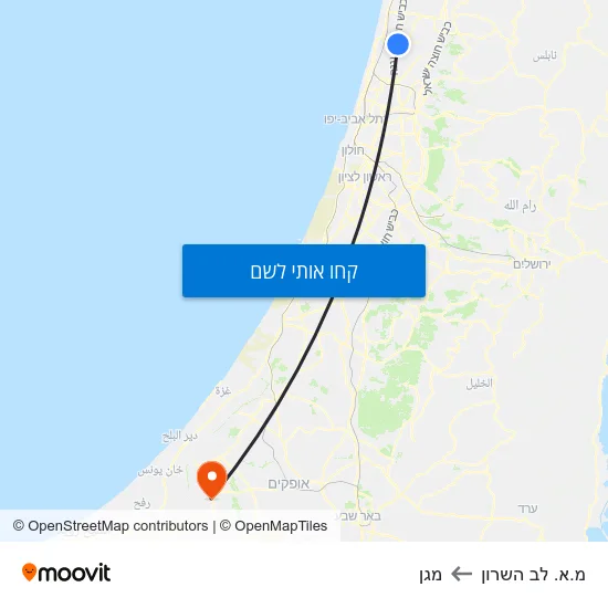 מפת מ.א. לב השרון למגן