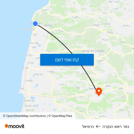 מפת כפר ראש הנקרה לכרמיאל