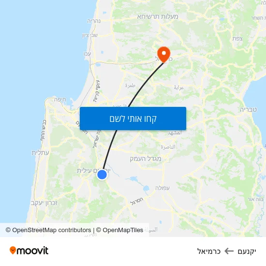 מפת יקנעם לכרמיאל