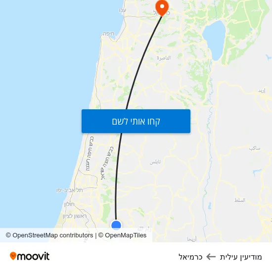 מפת מודיעין עילית לכרמיאל