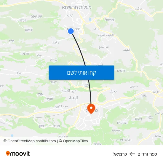 מפת כפר ורדים לכרמיאל
