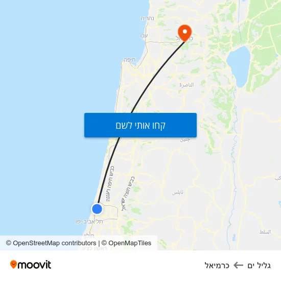 מפת גליל ים לכרמיאל