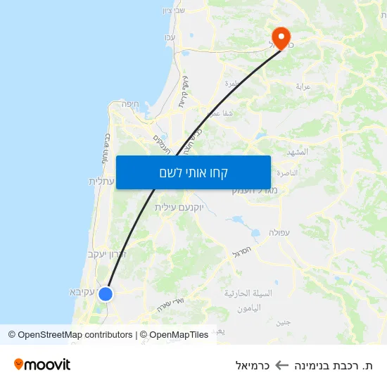 מפת ת. רכבת בנימינה לכרמיאל