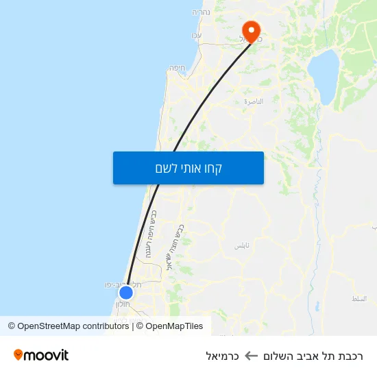 מפת רכבת תל אביב השלום לכרמיאל