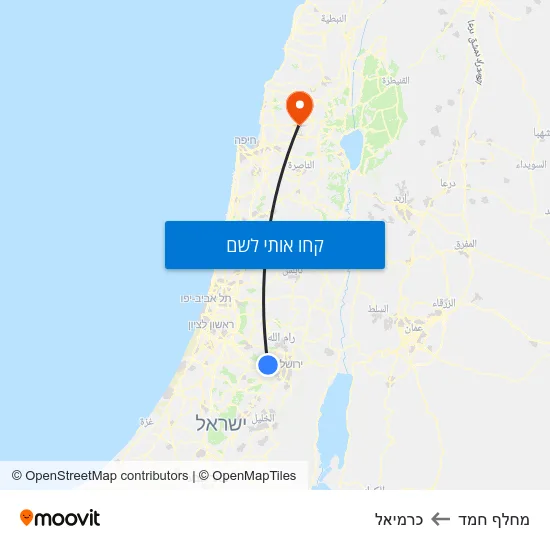 מפת מחלף חמד לכרמיאל