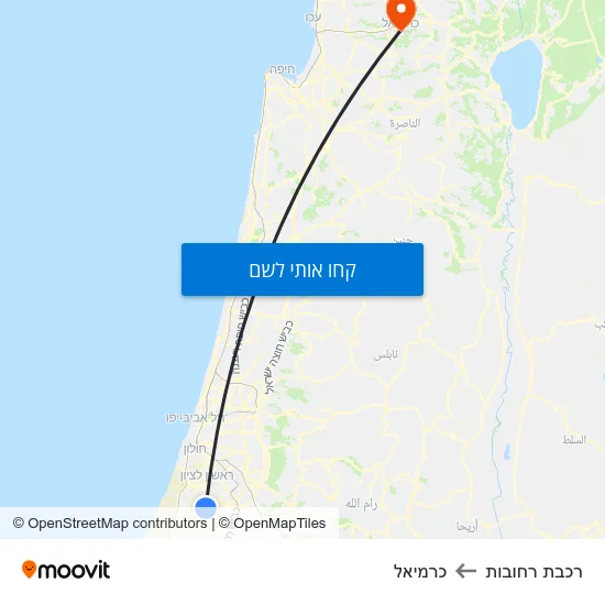 מפת רכבת רחובות לכרמיאל