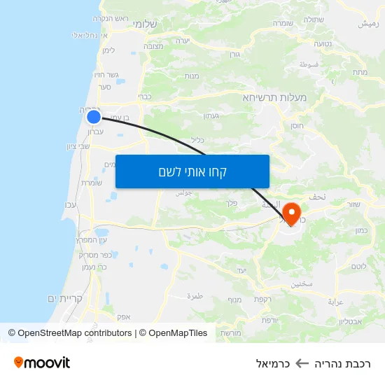 מפת רכבת נהריה לכרמיאל