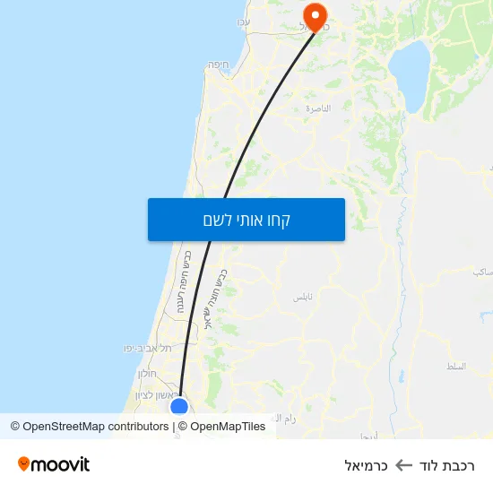 מפת רכבת לוד לכרמיאל