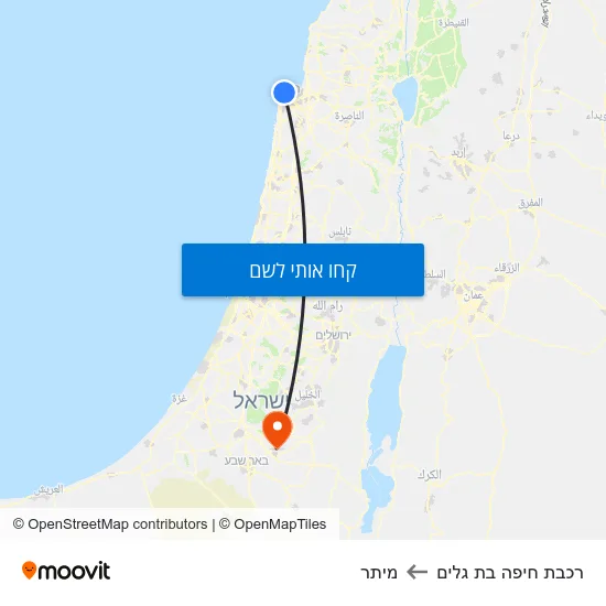 מפת רכבת חיפה בת גלים למיתר