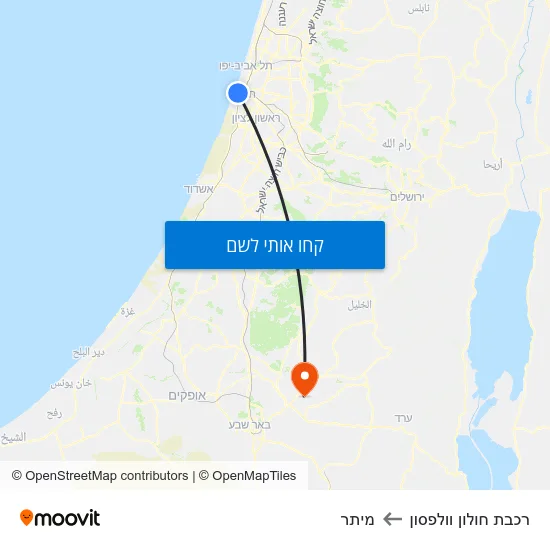 מפת רכבת חולון וולפסון למיתר