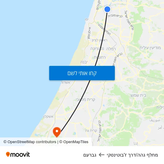 מפת מחלף גהה/דרך ז'בוטינסקי לגברעם