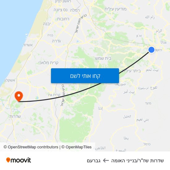 מפת שדרות שז''ר/בנייני האומה לגברעם