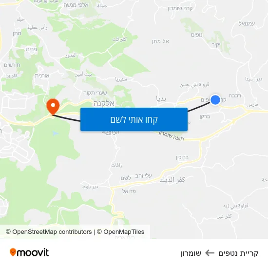 מפת קריית נטפים לשומרון