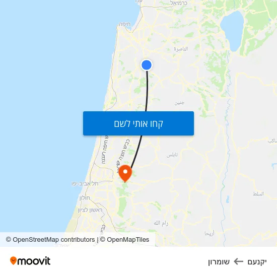 מפת יקנעם לשומרון