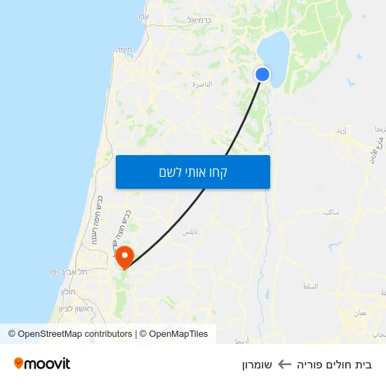מפת בית חולים פוריה לשומרון