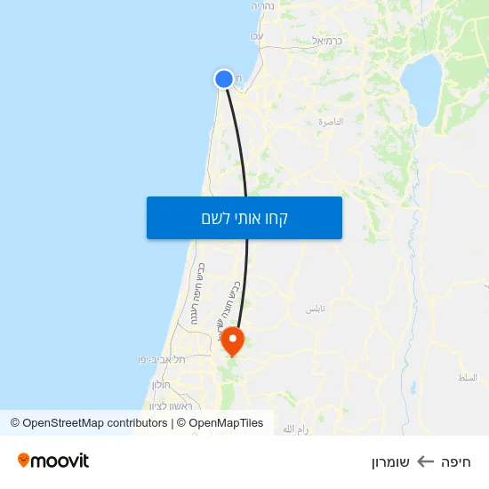 מפת חיפה לשומרון