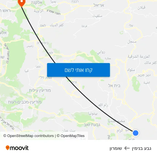 מפת גבע בנימין לשומרון