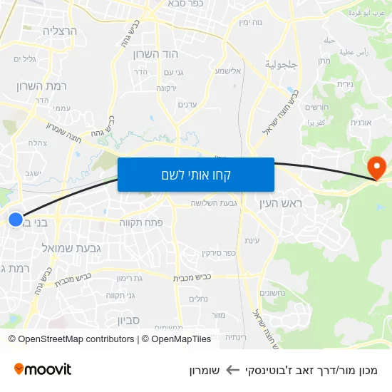 מפת מכון מור/דרך זאב ז'בוטינסקי לשומרון