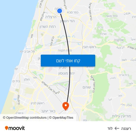 מפת רעננה ללוד